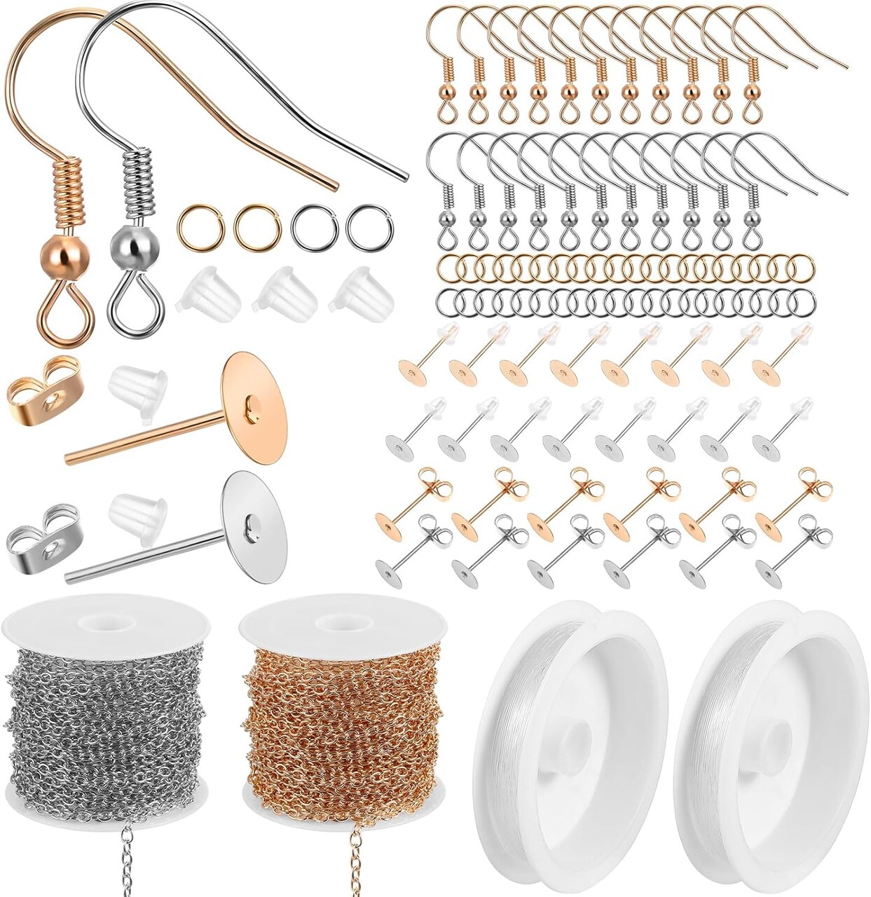 1500 Pcs Earring Hooks Making Kit (Gold, Silver) 4.72 x 3.15 x 1.18 inches